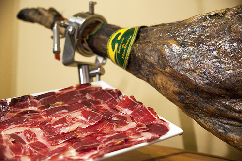 Iberico Ham (shoulder) Grass-fed Bone in from Spain 10-12 lb + Ham Stand +  Knife | Jamon Iberico Pata Negra All Natural with Mediterranean Sea Salt 